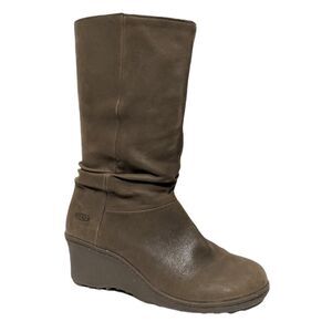 KEEN Kate Slouch Forest Night Leather Wedge Boots 9